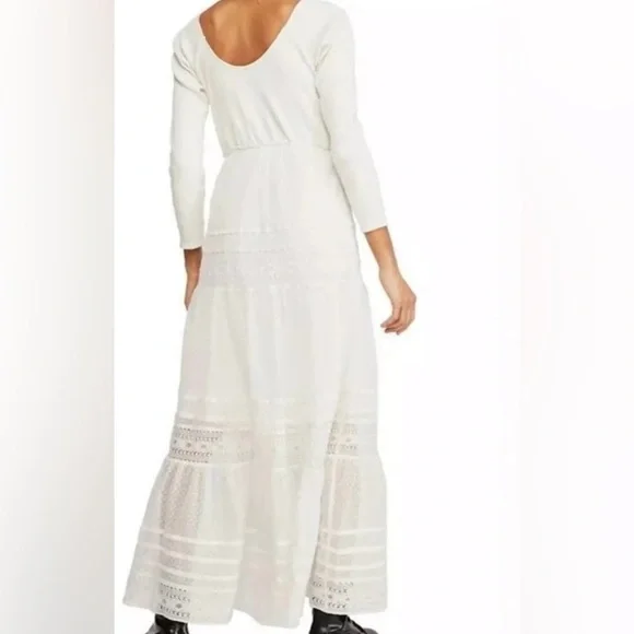 NWT Free People White Long Sleeve Maxi Dress NWT Free People White Long Sleeve Maxi Dress